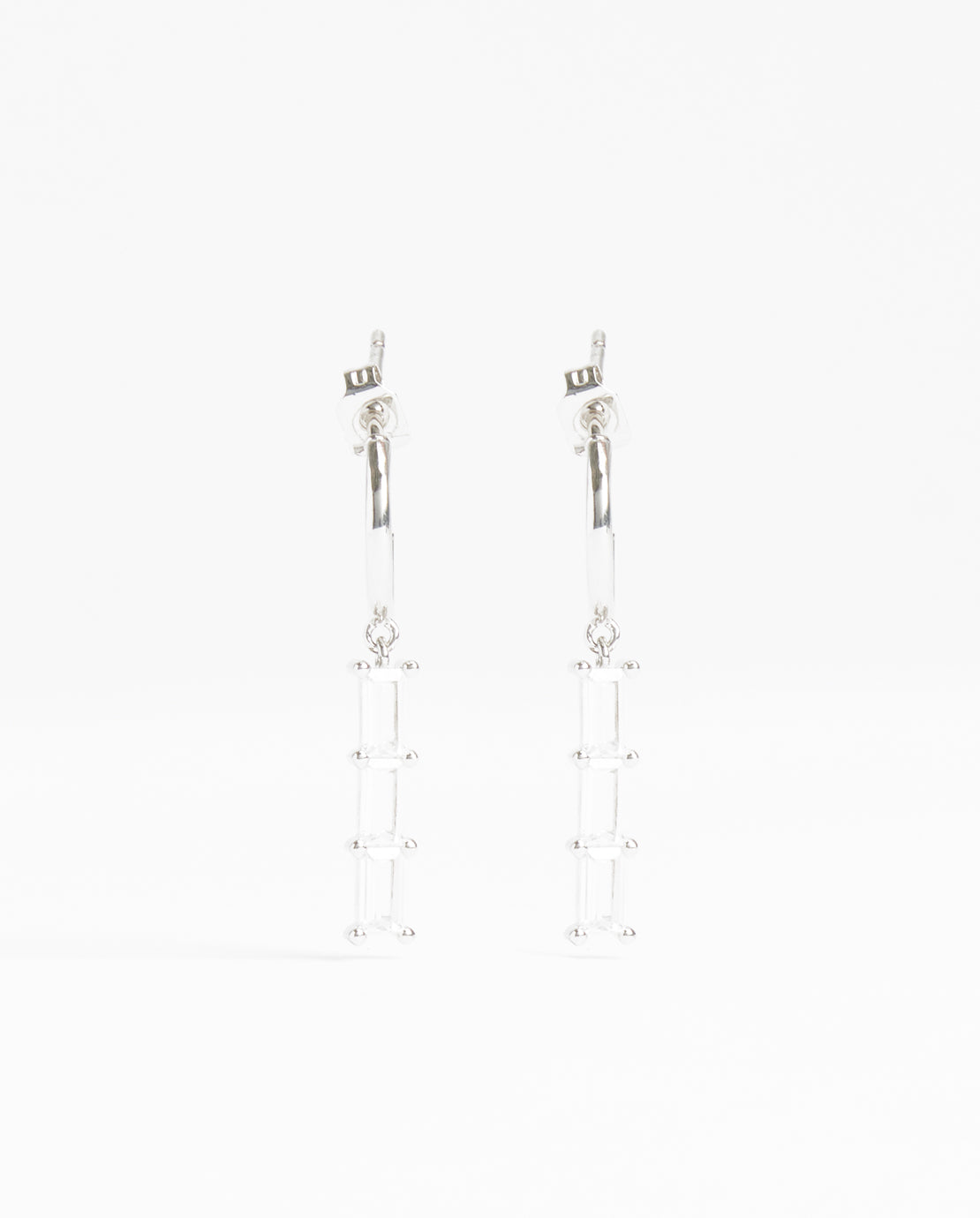 Clear Stone Baguette Drop Earrings